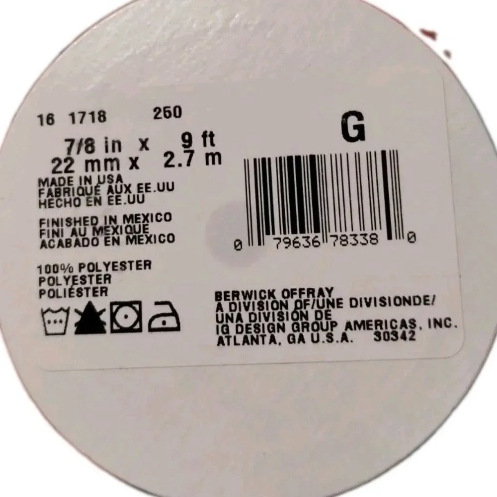 Berwick Offray Grosgrain Polyester Ribbon, 7/8